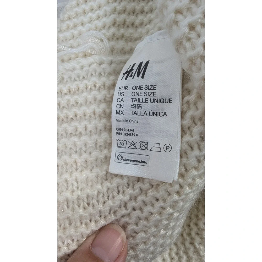 H&M‎ Cream Knit Infinity Scarf Chunky Garter Stitch Loop Winter Neck Warmer OS